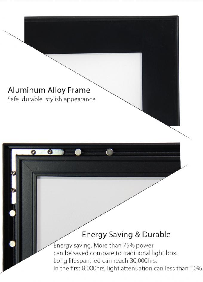 최고 가벼운 상자 벽 아크릴 자석 사진 구조를 광고하는 15 mm LED를 체중을 줄이십시오